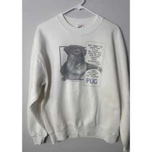 Vtg 90s  Jerzees Crewneck Sweatshirt Made In USA Large Pug Poem Dog Lover Large